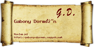 Gabony Dormán névjegykártya